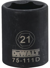 DeWALT DWMT75111OSP Deep Impact Socket, 21 mm Socket, 1/2 in Drive, 6-Point, Steel, Black Oxide